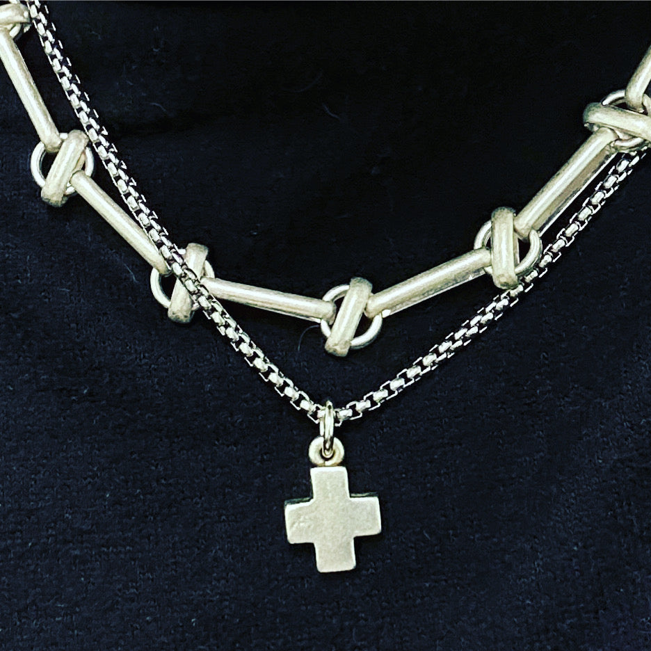 Cross and Tracks Combination Necklace