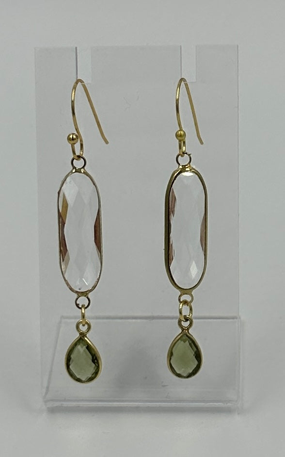 Clear and Green Earrings