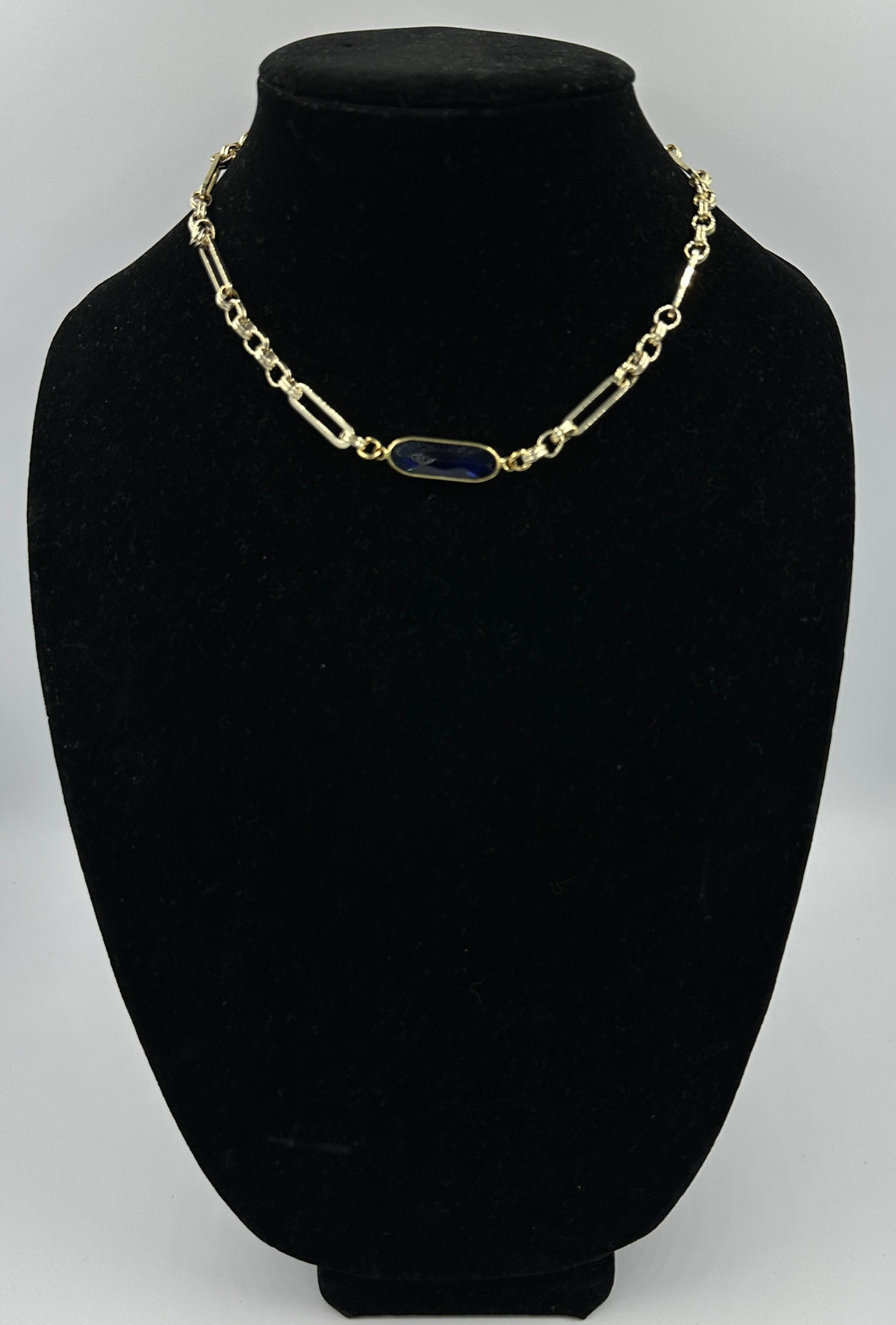 Sapphire Blue Mixed Link Necklace